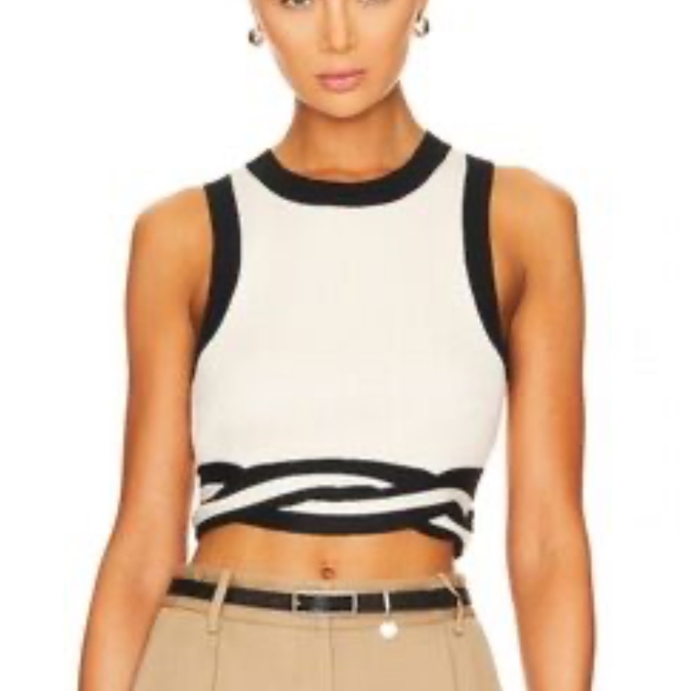 Contrast Ribbed Knit Crop Top - Picture 1 of 9